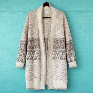 JOIE Duster Cardigan Sweater Long Western Tribal Cozy Soft Wool Blend LARGE
